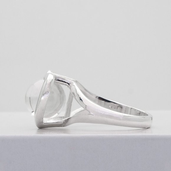 Crystal Ball Silver Heart Ring, Real 925 Sterling Ring Size 7, Mystique Ring - Picture 3 of 7